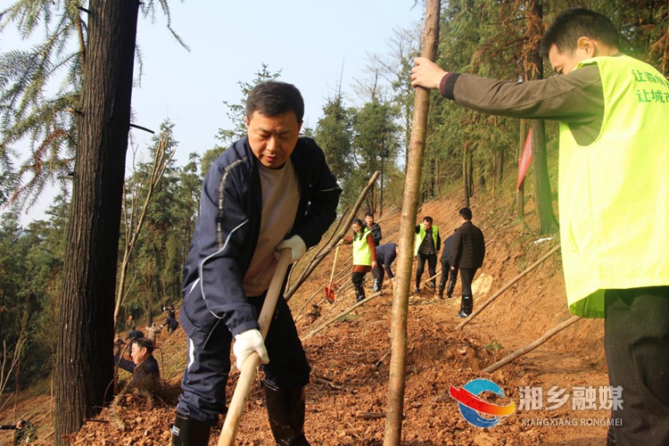 李文亮（左一）参加植树活动。.jpg
