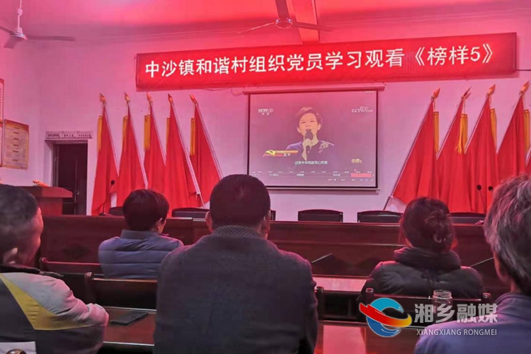 中沙镇和谐村全体党员集中收看《榜样5》。.jpg